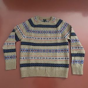 J. Crew 100% lambs wool fair isle sweater size medium